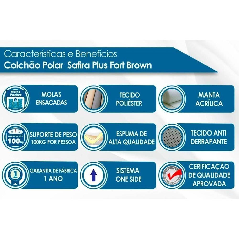 Cama Box Baú Queen: Colchão Molas Masterpocket Ensacadas Polar Safira + Base Brown(158X198)
