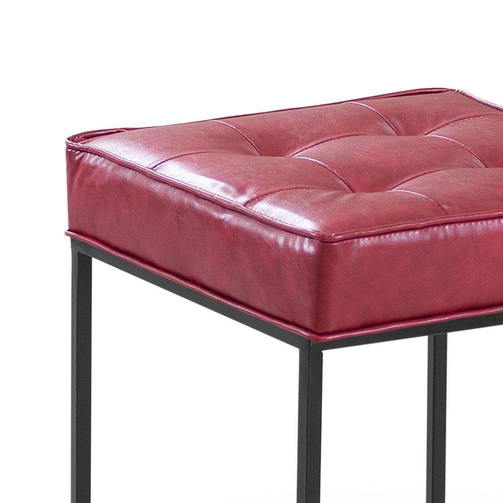 Miniatura Puff Cubo Metálico Cor Courino Vermelho