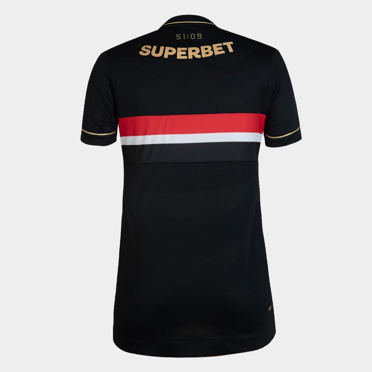 Miniatura Camisa São Paulo III 25/26 s/n° Jogador Comemorativa New Balance Feminina Preto+Vermelho - M