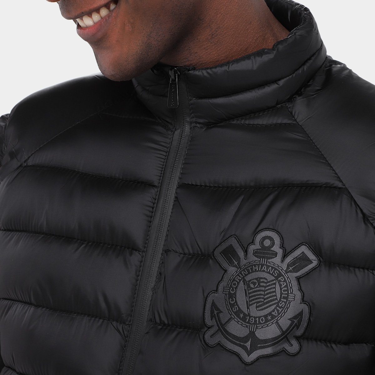 Miniatura Jaqueta Puffer Corinthians Coimbra Masculina Preto - M
