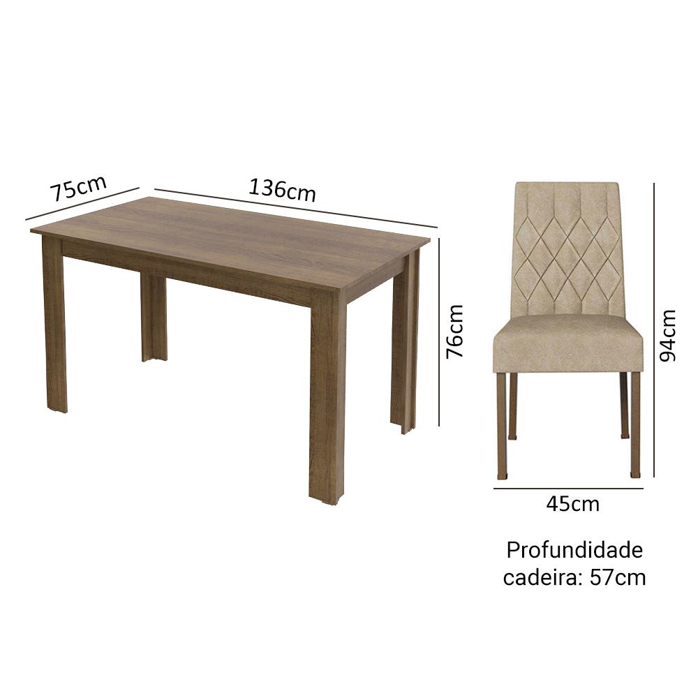 Miniatura Conjunto Sala de Jantar Mesa Tampo de Madeira 6 Cadeiras Allegro Madesa Rustic/Imperial