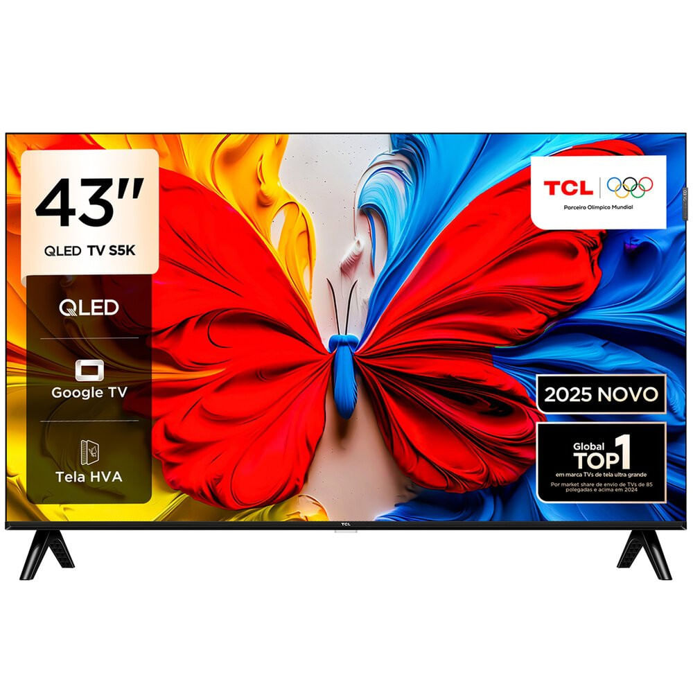 Miniatura Smart TV TCL 43 Polegadas, Google TV, QLED, 4K - 43S5K Preto - Bivolt