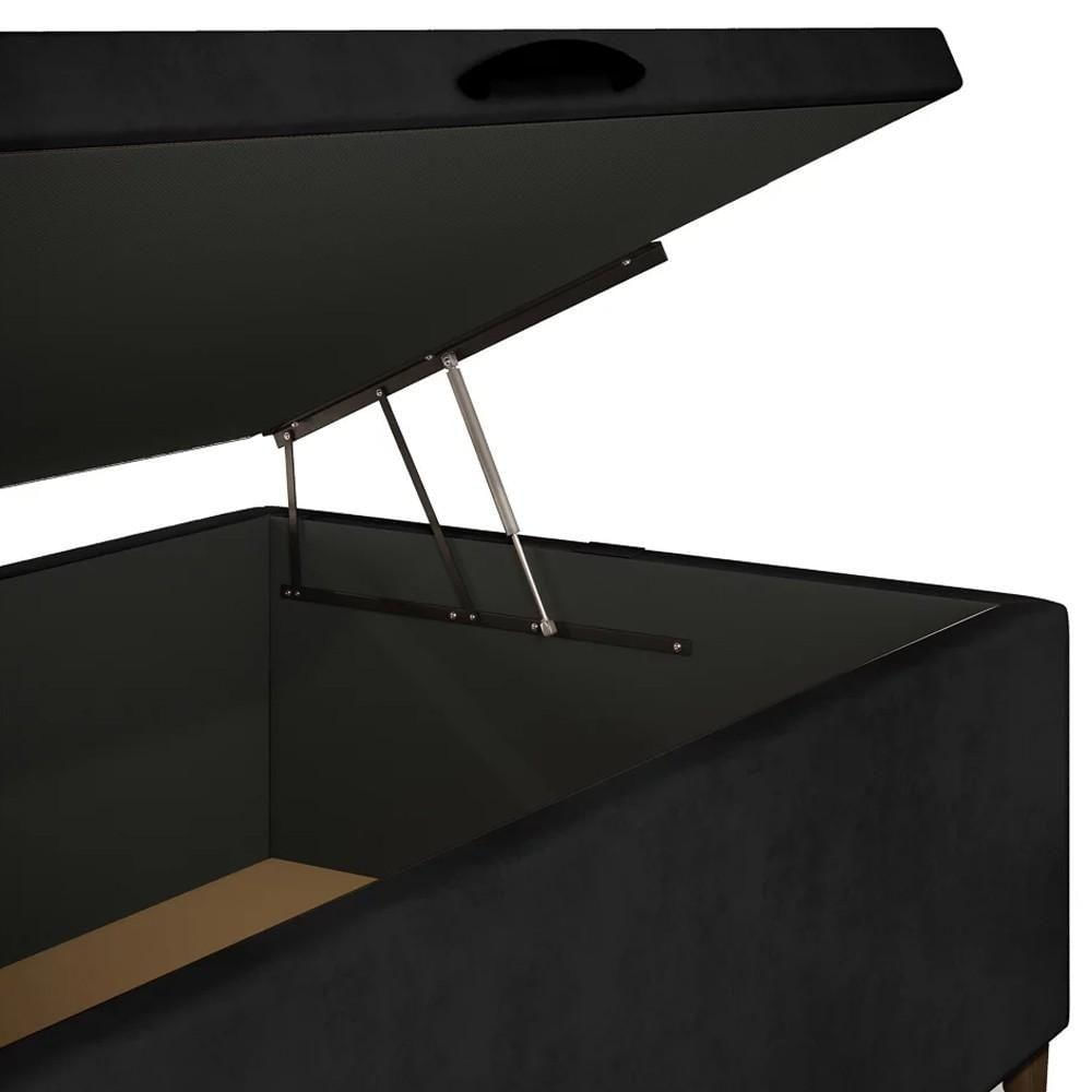 Miniatura Base Para Cama Box Baú Solteiro 88x188cm Hit I02 Suede Preto - Mpozenato