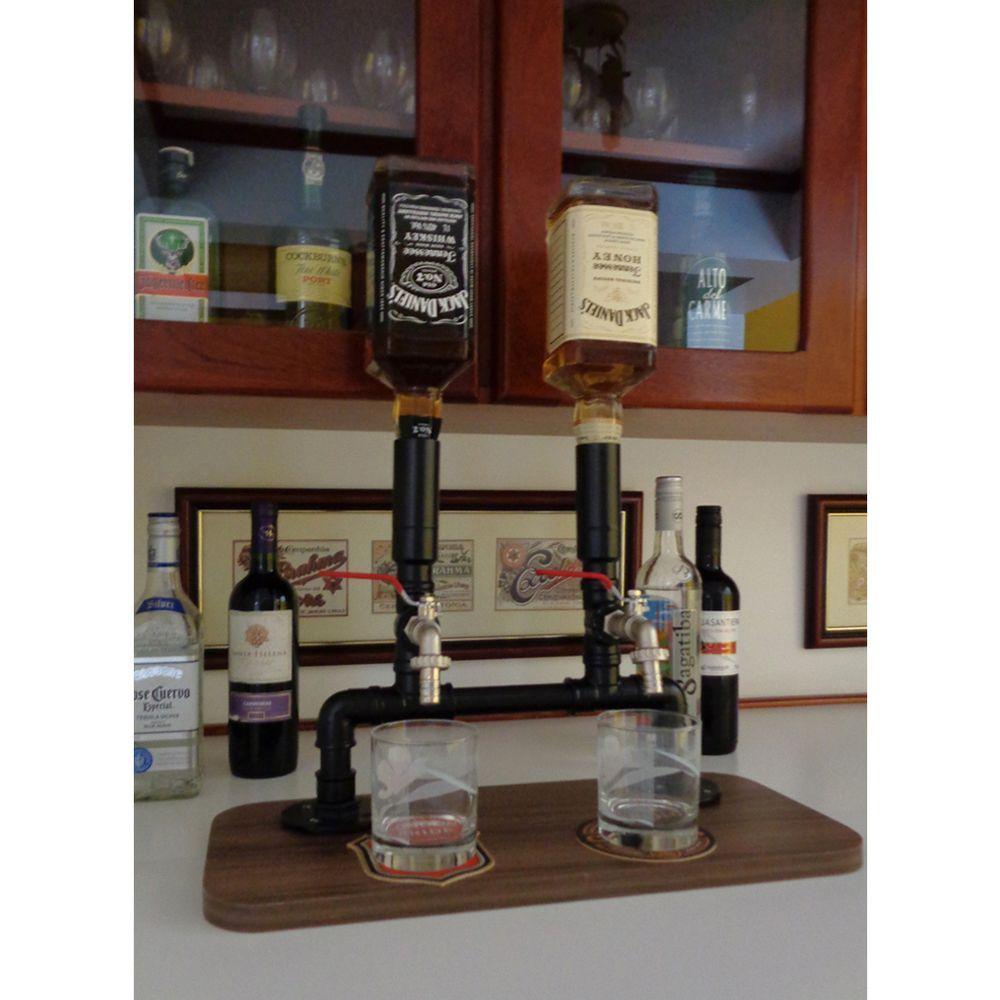 Miniatura Dispenser Dosador Bebidas Whisky Bar Adega Estilo Industrial Preto Laca