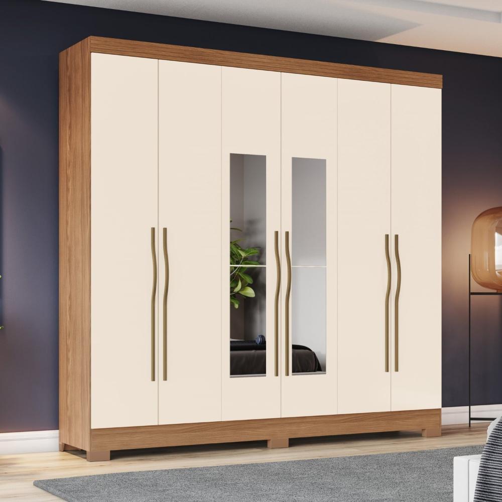 Miniatura Guarda-roupa 6 Portas 3 Gavetas com Espelho B367 Nature/Off White