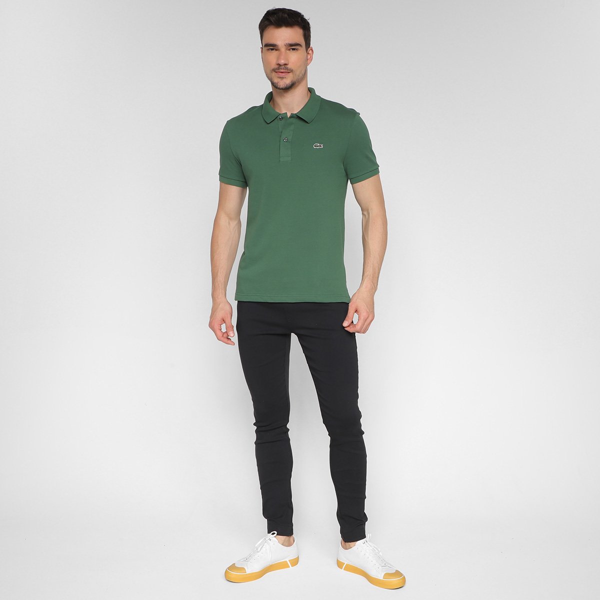 Miniatura Camisa Polo Lacoste Slim Fit Piquet Masculina Verde - G