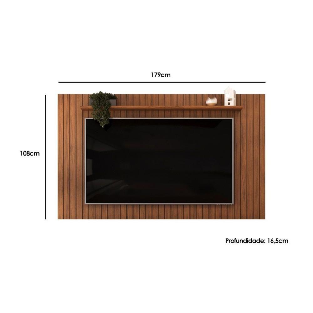 Miniatura Rack Bancada C/ Painel P/ Tv Até 65 Pol Lume Ripado Prateleira 175x108cm Cedro - Dj Móveis