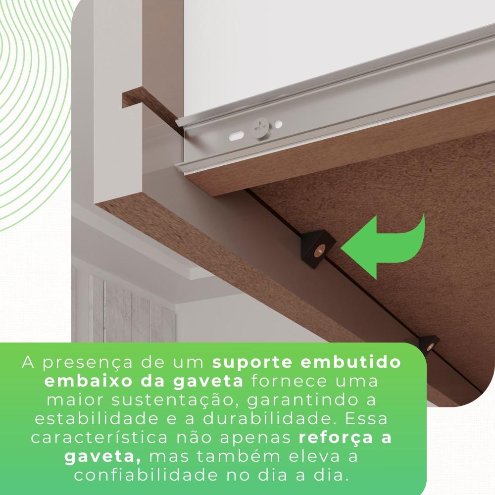 Guarda Roupa Casal 3 Portas 9 Gavetas Luana Sallêto Móveis Cinamomo/Off-White