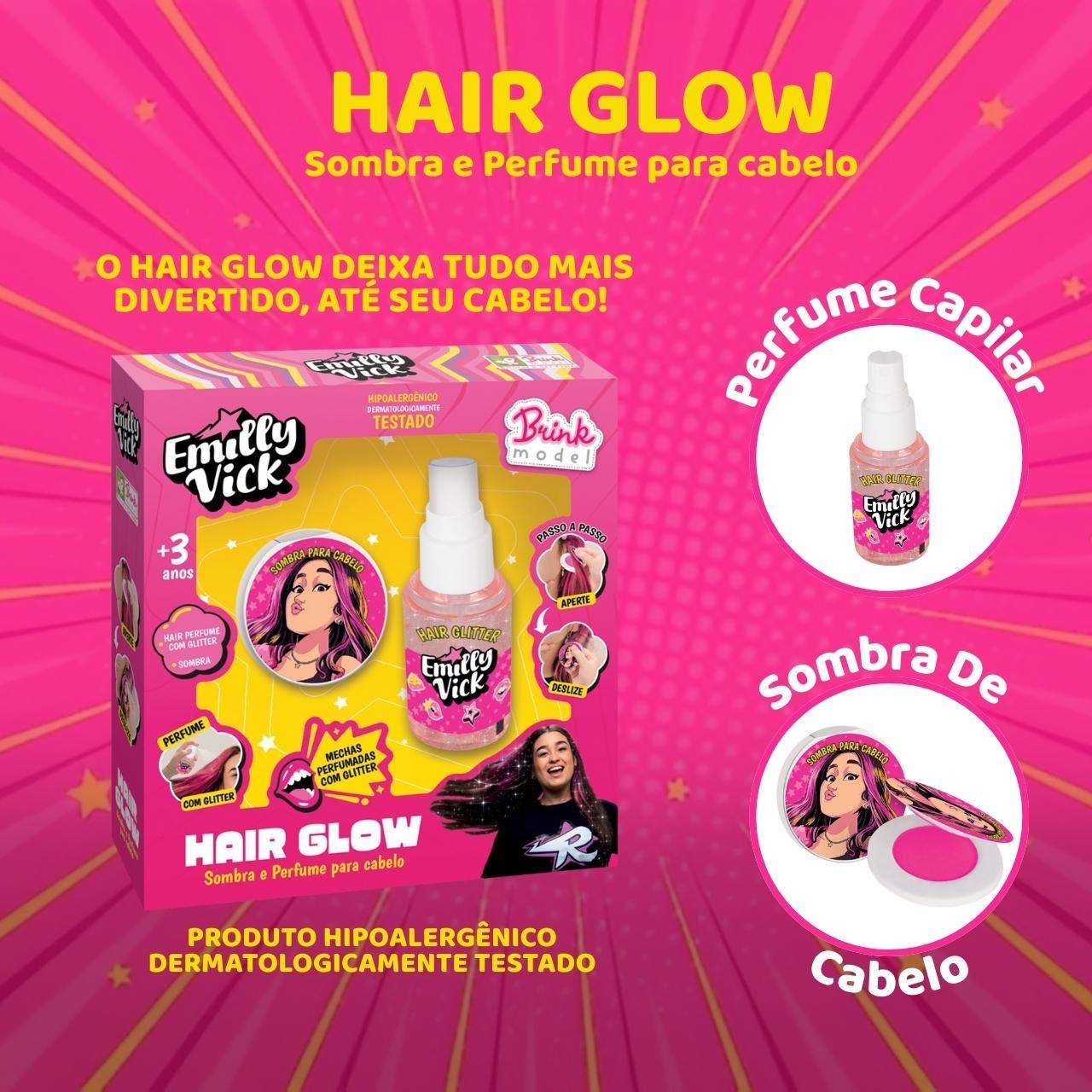 Miniatura Kit De Cabelo Emilly Vick Infantil Perfume E Sombra Capilar