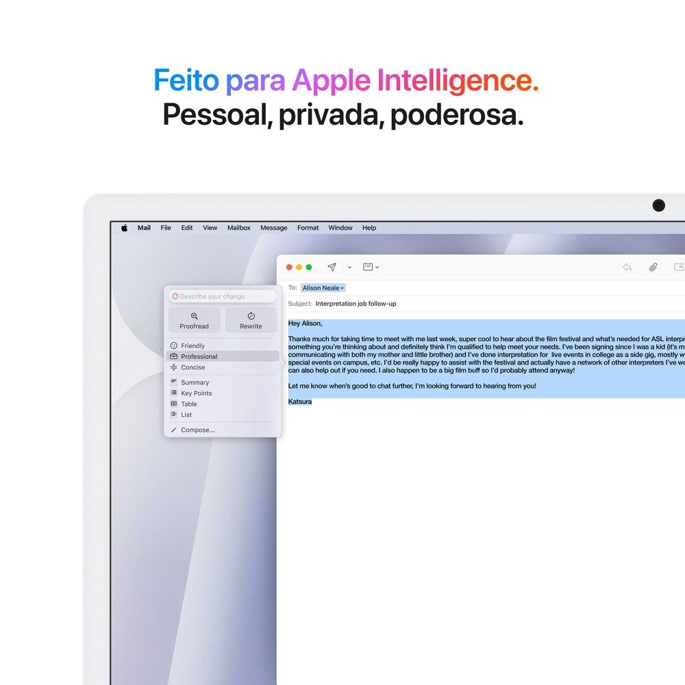 Miniatura iMac 24", M4, CPU 8 núcleos e GPU 8 núcleos, Memória Unificada 16GB, 256GB SSD - Prateado