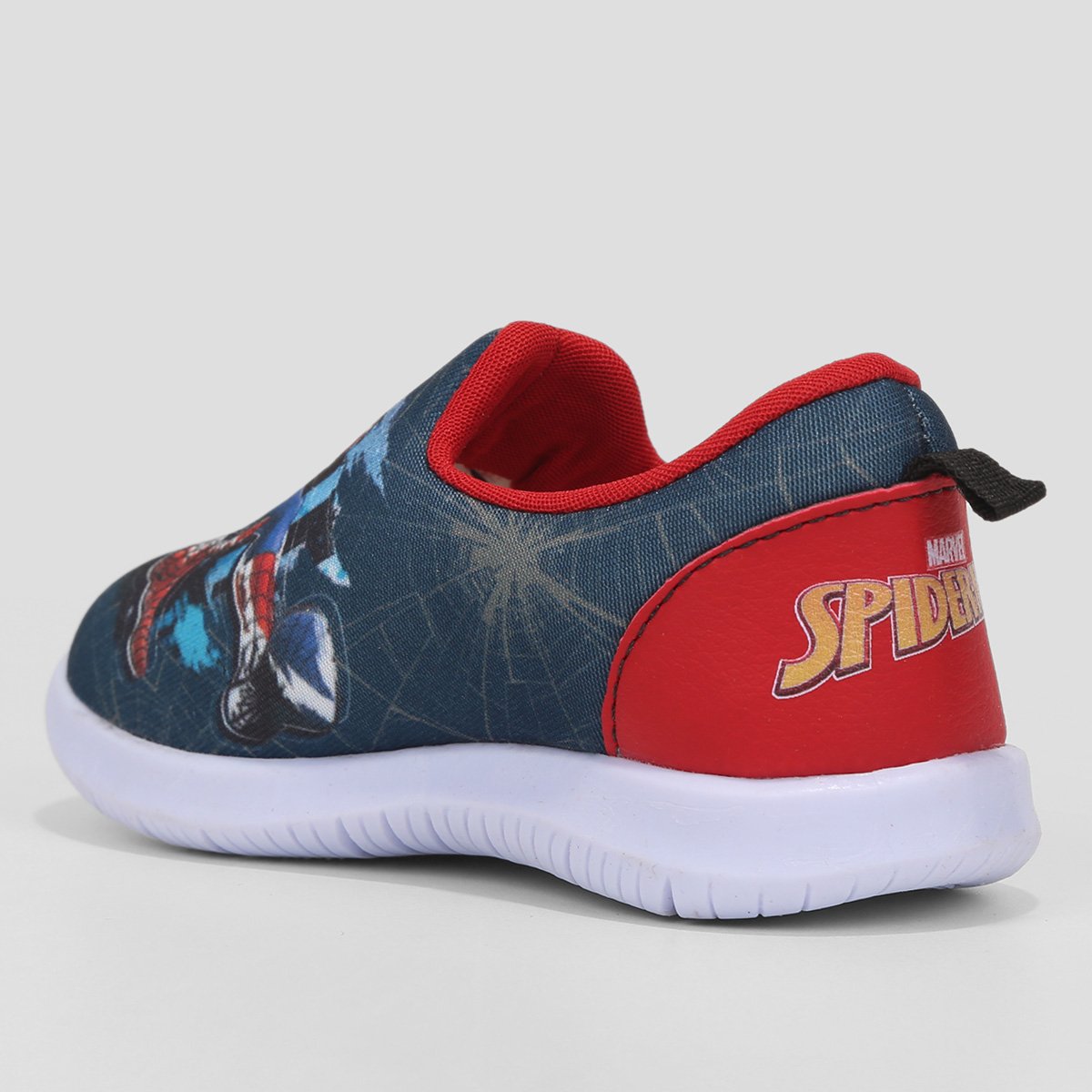 Miniatura Tênis Infantil Marvel Homem Aranha Sem Cadarço Menino Azul+Vermelho - 20