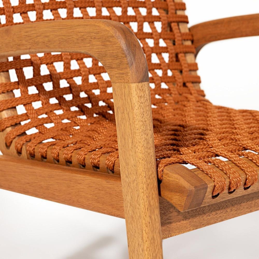 Miniatura Cadeira em Madeira com Braço Linha Traço Stain Jatobá/Ocre laranja