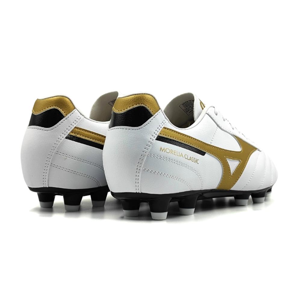 Miniatura Chuteira Mizuno Morelia Classic MD Campo BRANCO/DOURADO - 39