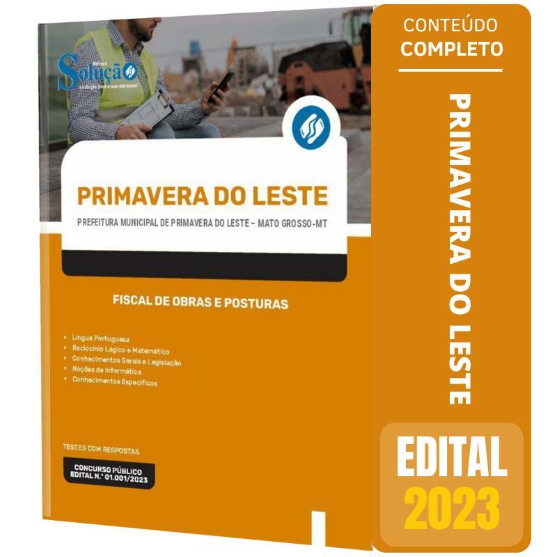 Miniatura Apostila Primavera Do Leste Mt 2023 Fiscal Obras E Posturas