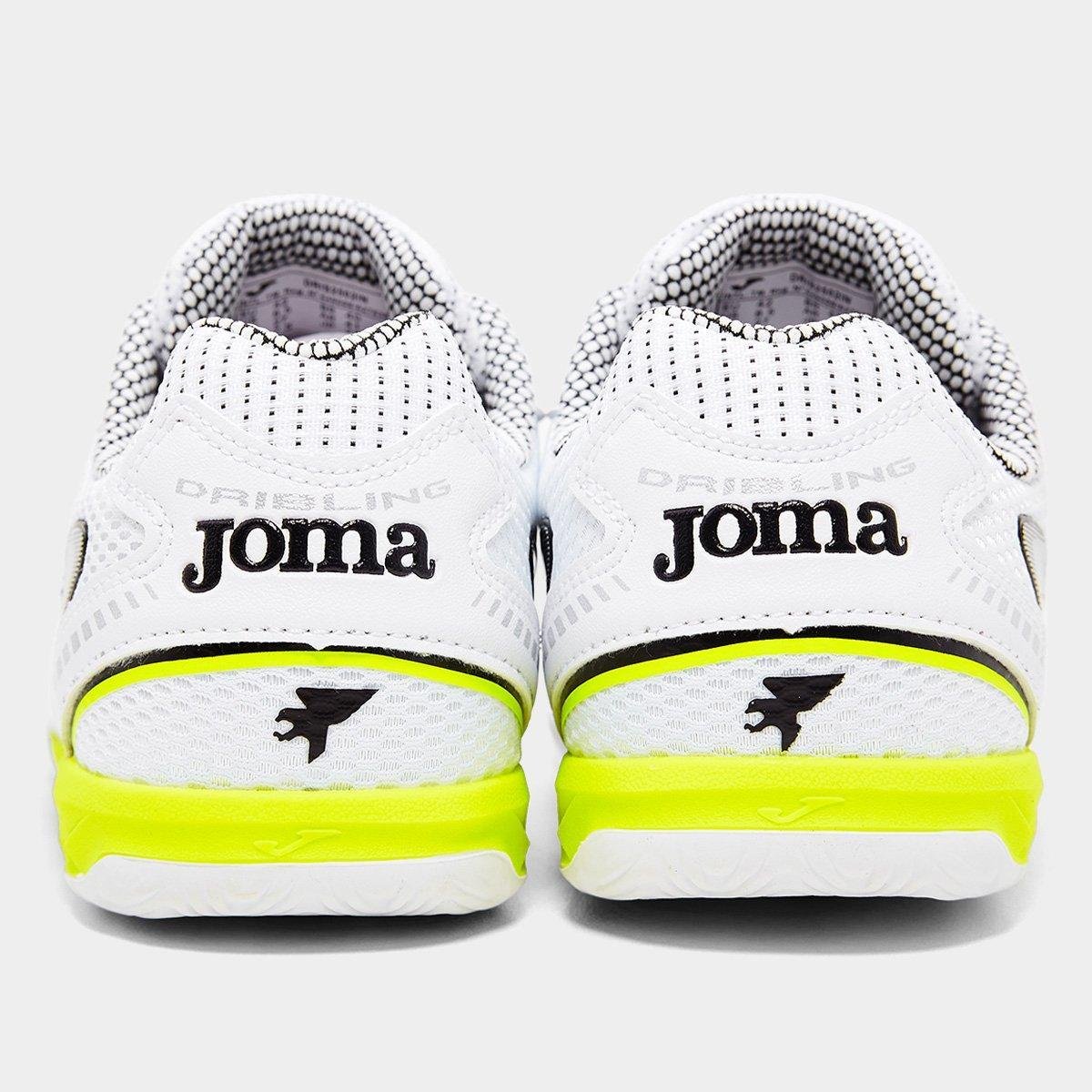 Miniatura Chuteira Futsal Joma Dribling IN Unissex Branco+Verde - 38
