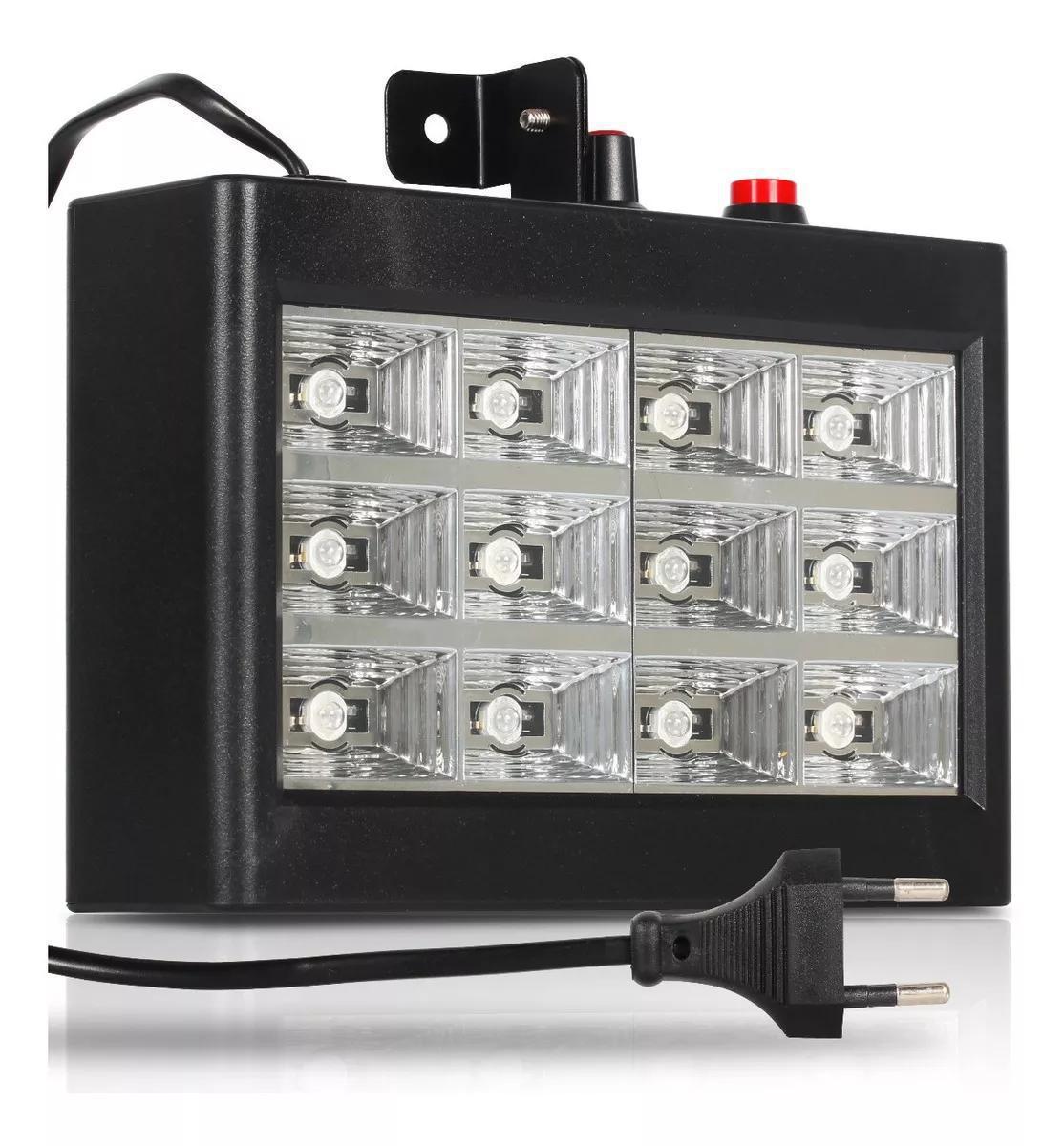 Miniatura Strobo Ritmico Iluminação 12 Cores Led Rgb Pra Festa Balada Strobo