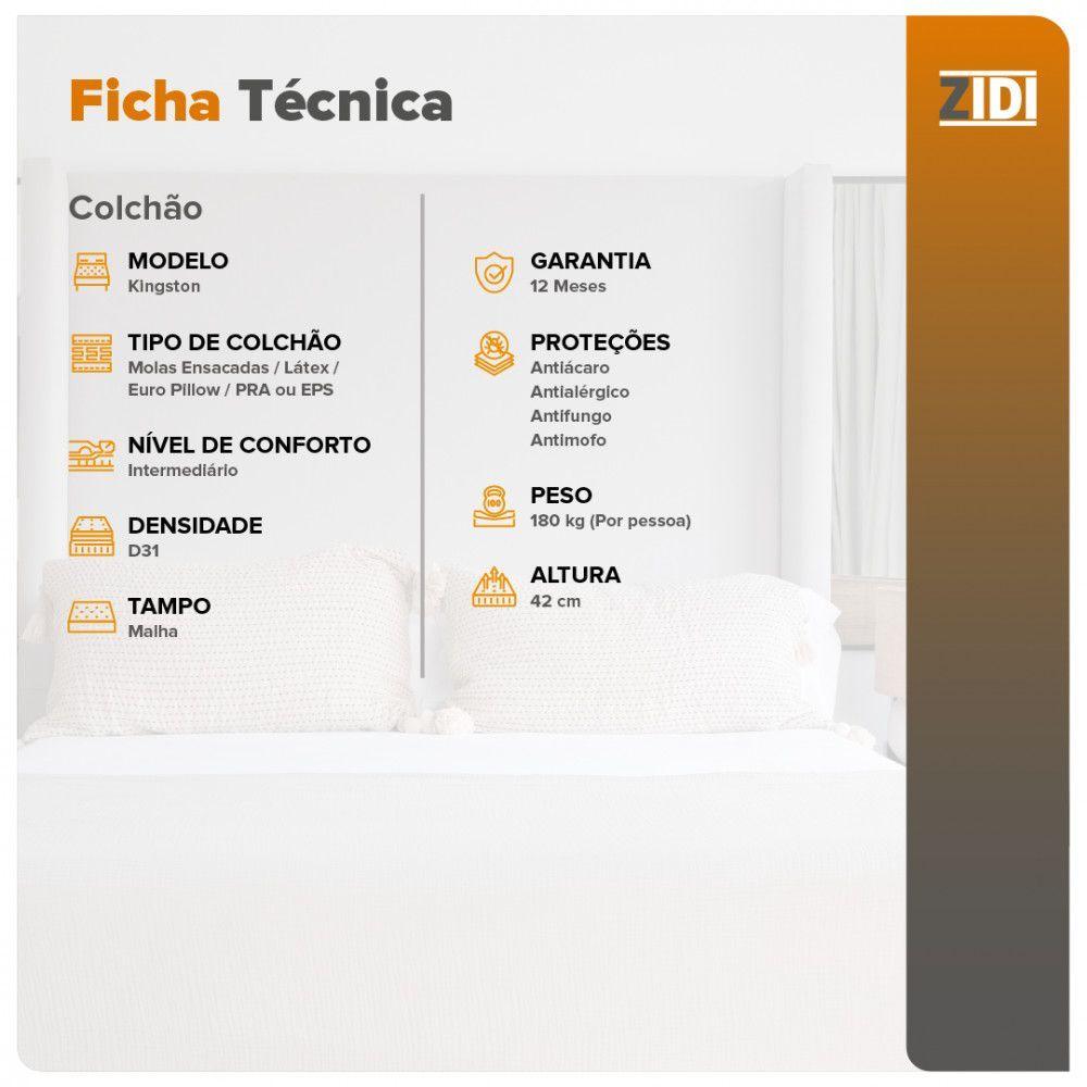 Miniatura Colchão Casal Kingston Molas Ensacadas Látex Visco Gel Cinza