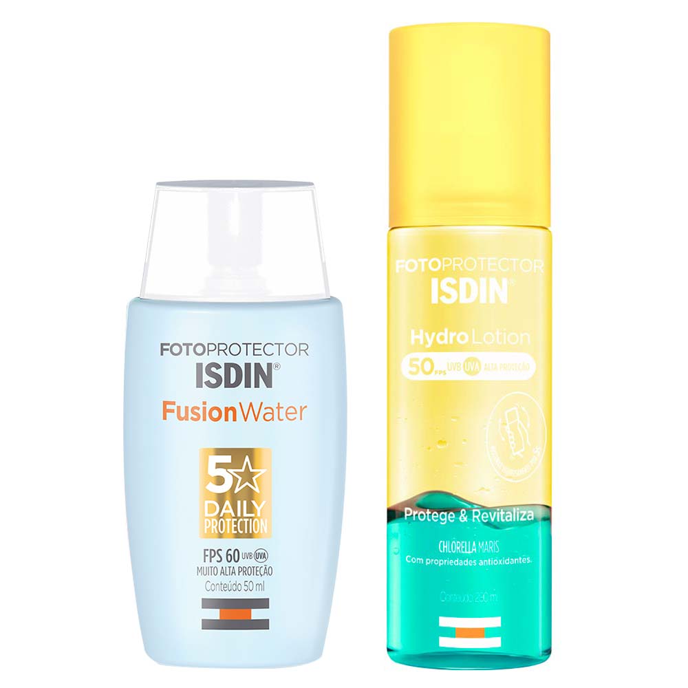 Miniatura Isdin Kit - Protetor Solar Corporal Hydrolotion FPS50 + Protetor Solar Facial Fusion Water 5 Stars FPS60 Kit
