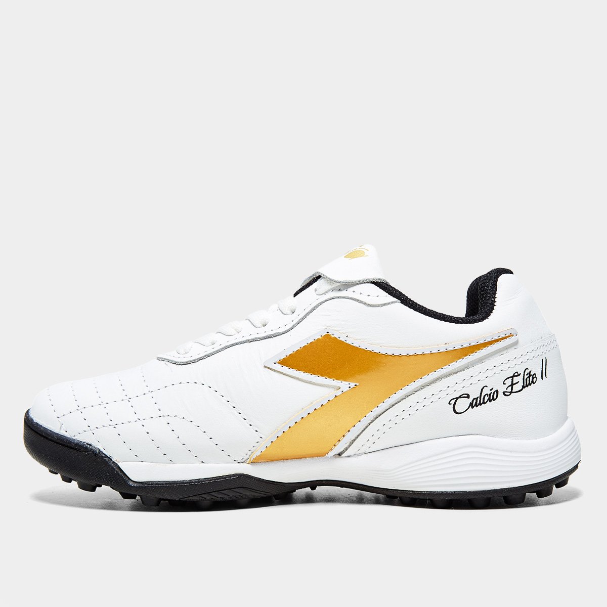 Chuteira Society Diadora Calcio Elite II Unissex Branco+dourado - 38