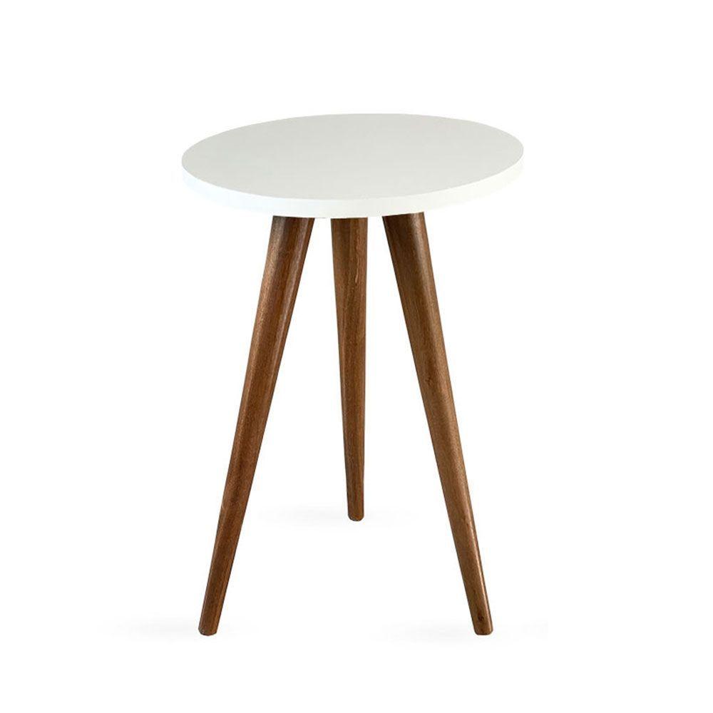 Miniatura Mesa Lateral De Canto Tripé 60x35cm Branco