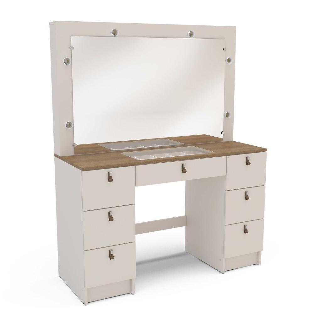 Miniatura Penteadeira Camarim com Espelho França Off White/Freijó