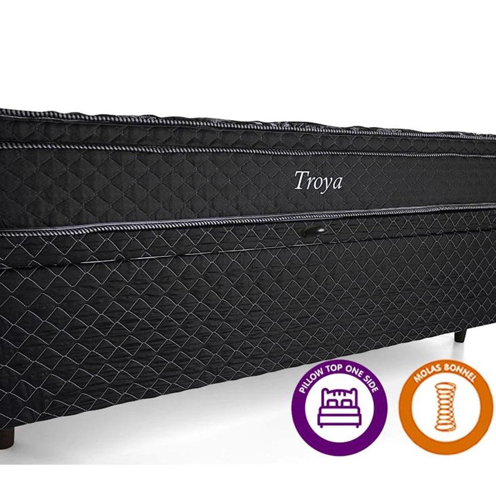 Cama Box Baú Casal Herval Troya, 66x138x188 cm, Molas Bonnel