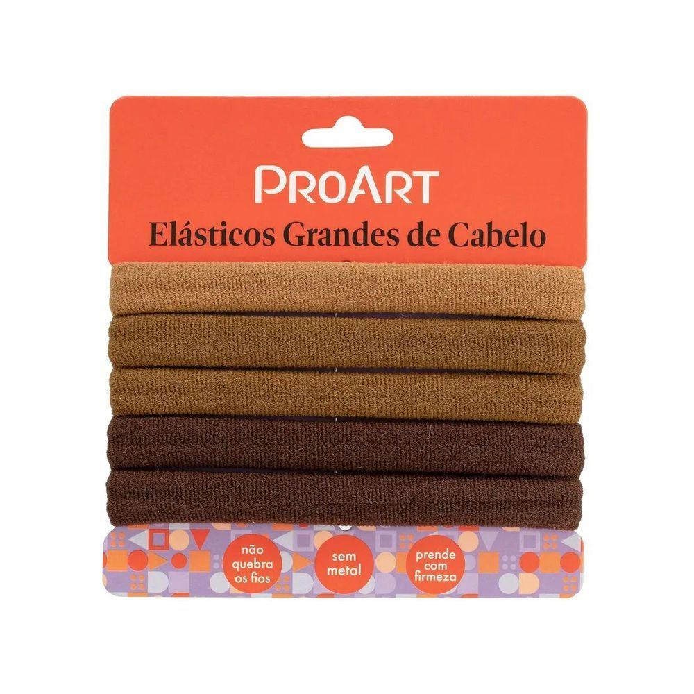 Miniatura Elásticos Grandes De Cabelo 5 Unidades Proart Alta Durabilidade, Firmeza E Conforto Marrom