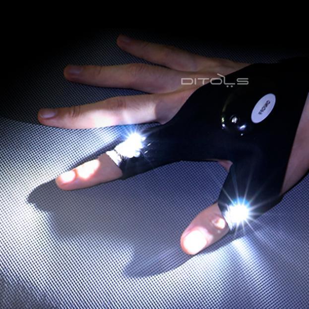 Miniatura Luva Com Led Luvas Com Lanterna Luzes 2 Dedos Para Pesca Ler