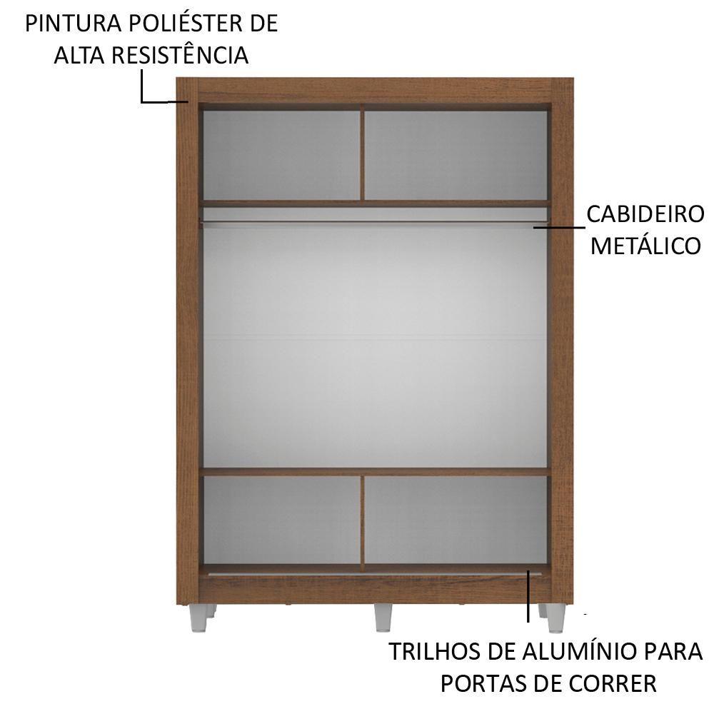 Miniatura Guarda Roupa Denver 2 Portas 1 Espelho Branco Rustic Madesa