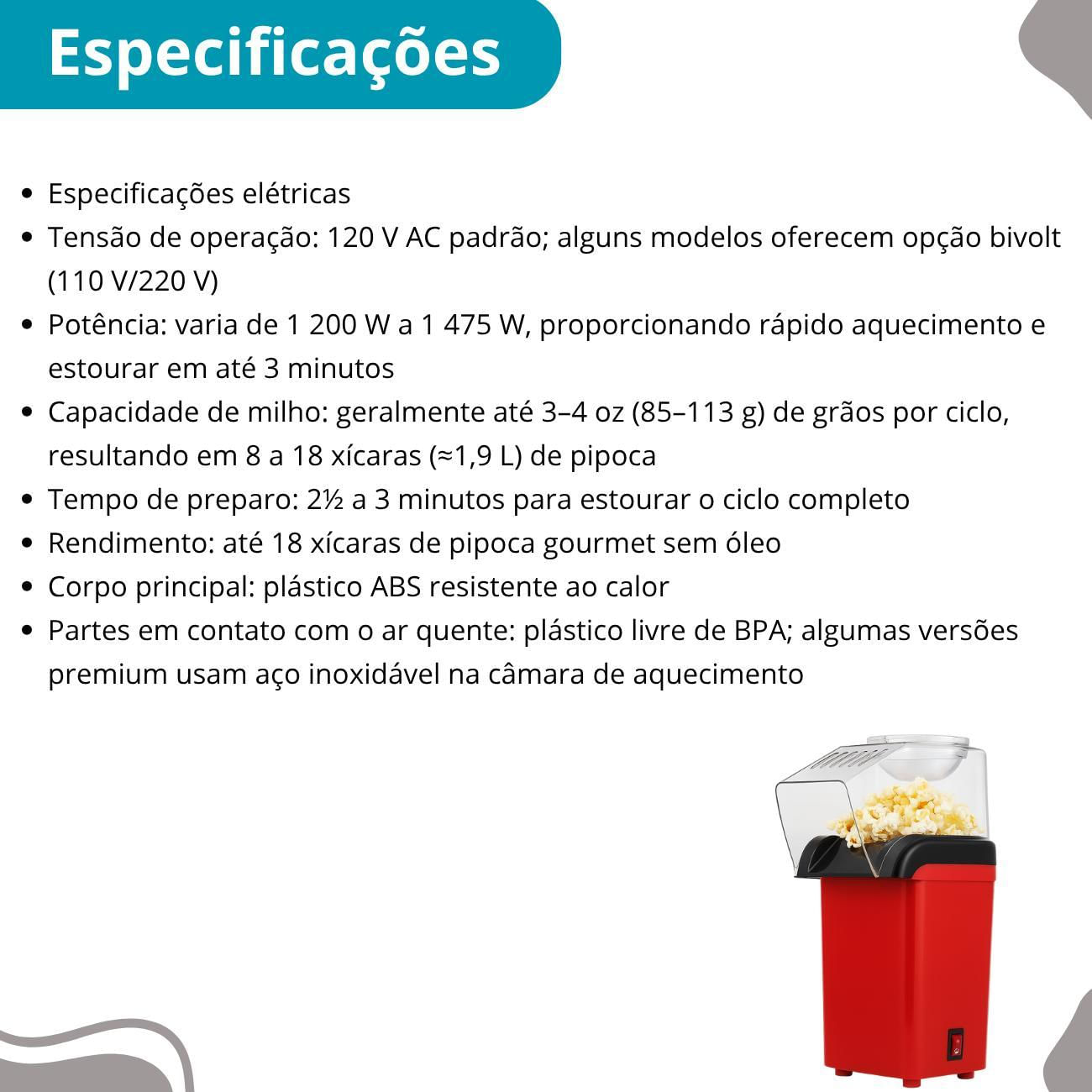 Miniatura Pipoqueira Elétrica Mini Joy, Pipocas Sem Óleo E Crocantes