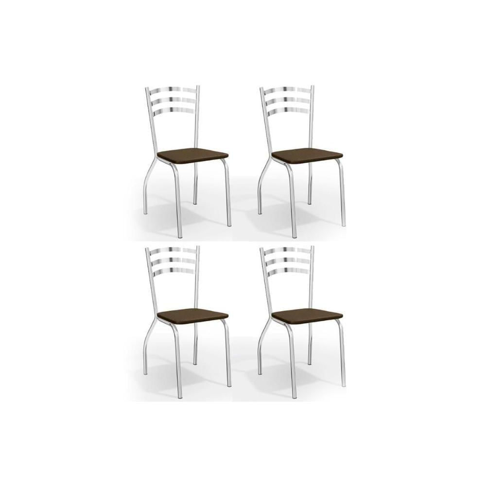 Miniatura Kit 4 Cadeiras Portugal 4c007 4 Un Cromado Courano Marrom