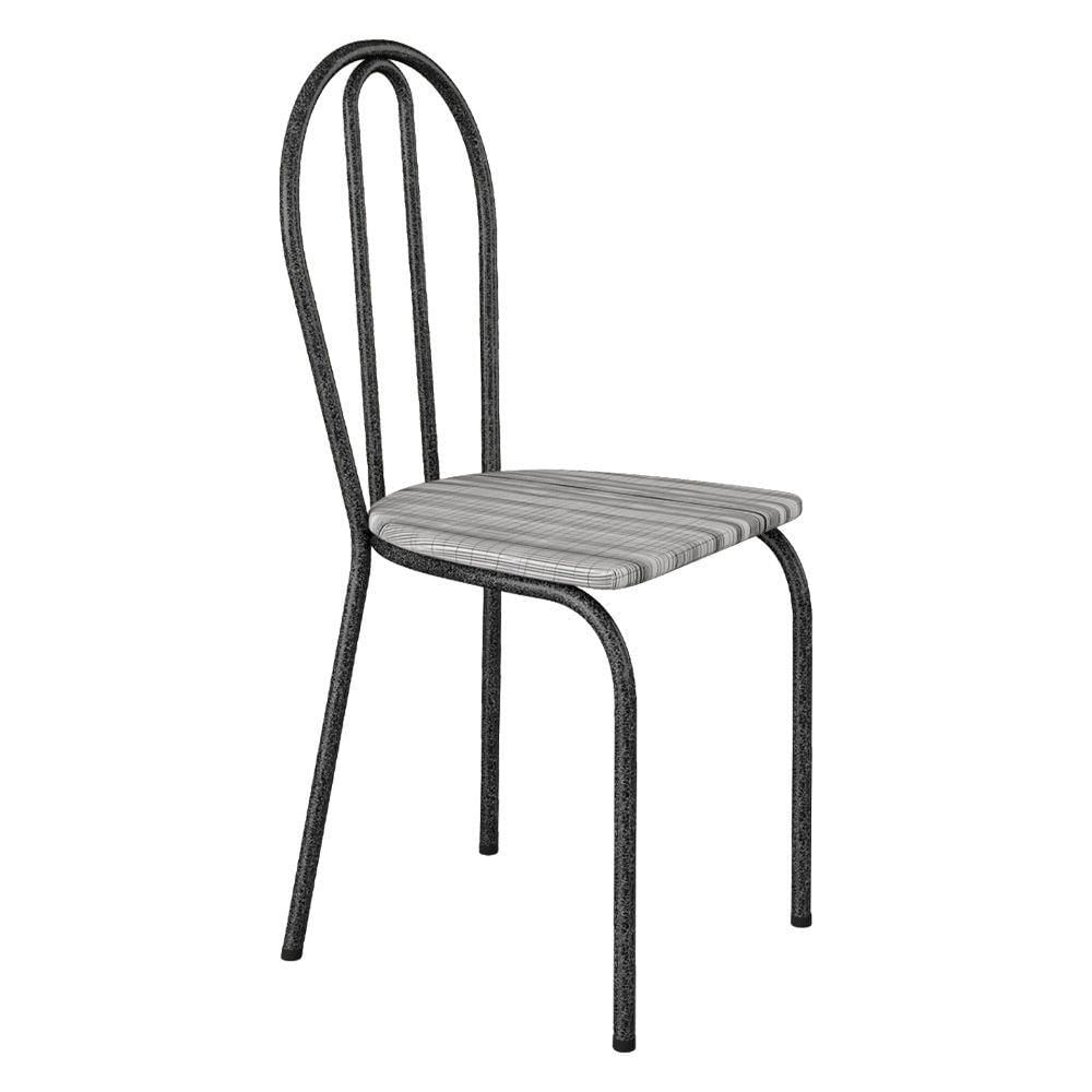 Miniatura Kit 8 Cadeiras De Cozinha Texas Estampado Linho Pés De Ferro Cromo Preto - Pallazio