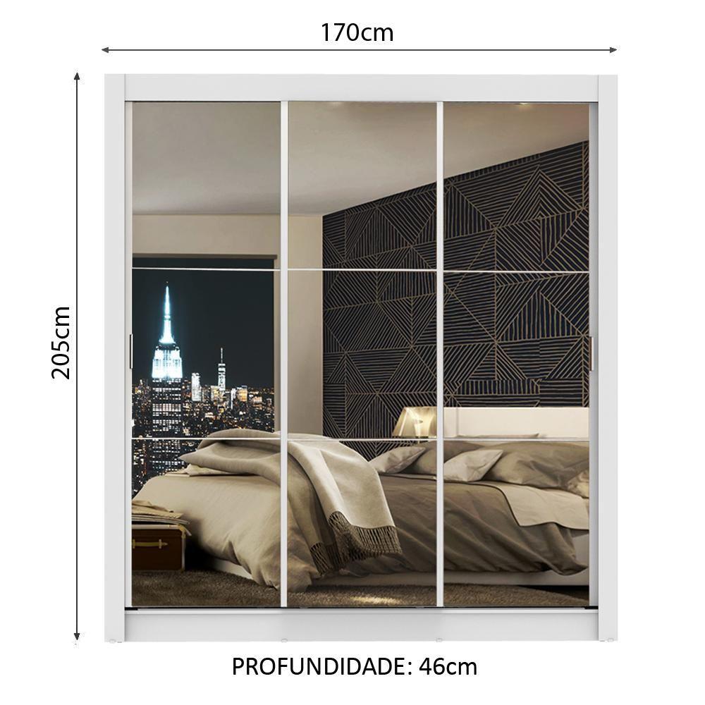 Miniatura Guarda Roupa Mônaco 3 Portas de Correr Espelho Branco Madesa