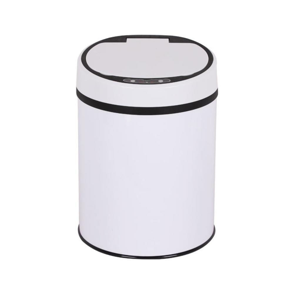 Miniatura Lixeira Automática Branca 12l – Sensor Inteligente, Design Luxo Em Inox Para Cozinha E Banheiro