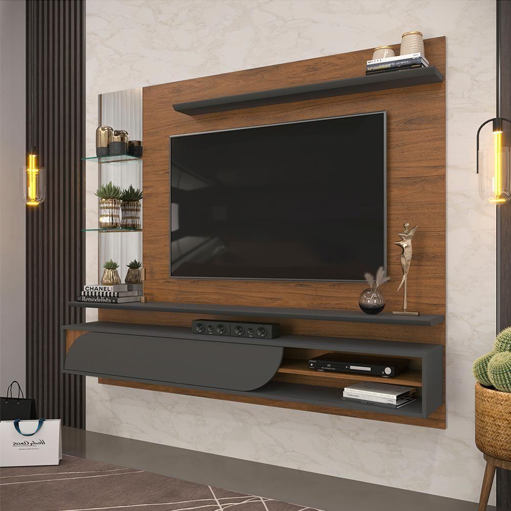 Painel Suspenso Tv 60 Pol 180 Cm 27380 Freijo Cinza Urbano Dj Moveis Freijo Cinza Urbano