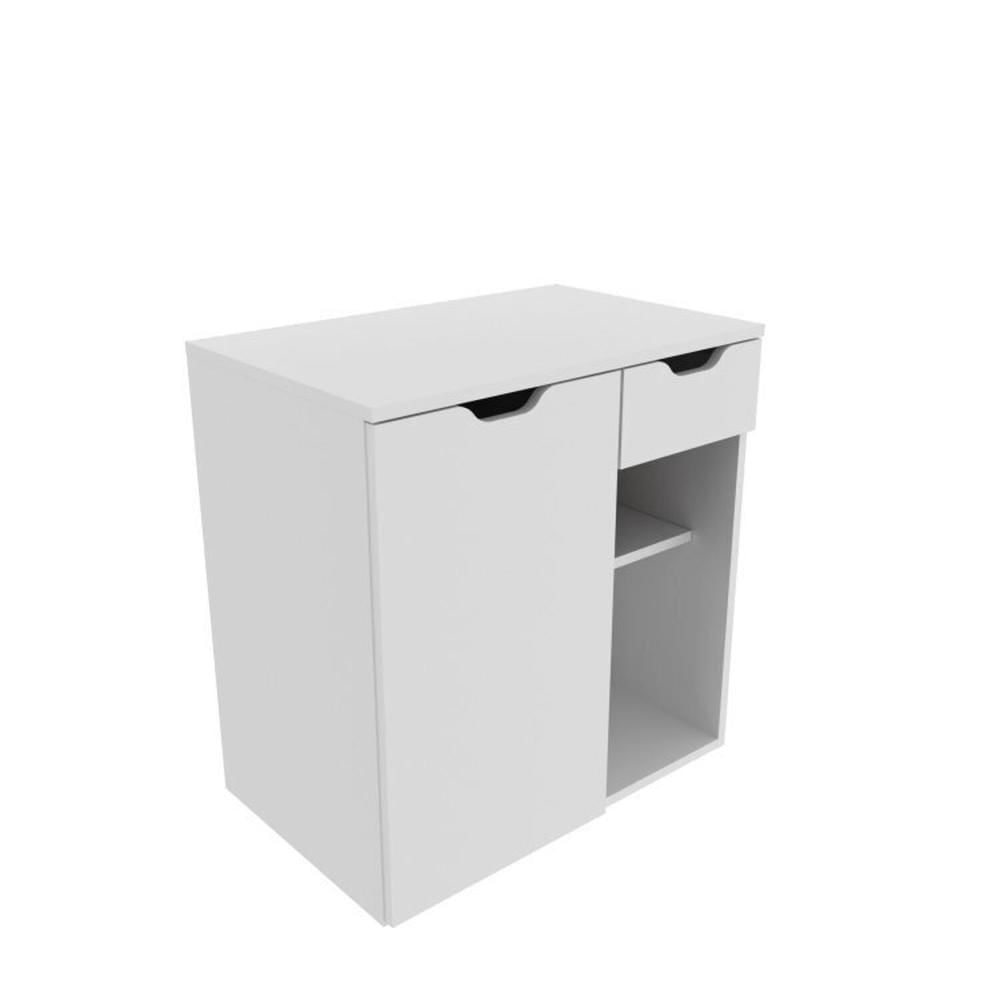 Conjunto de Banheiro com Gabinete Suspenso 60cm e Espelheira 3 Nichos Mármore/Branco