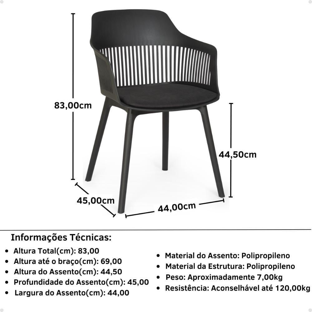 Cadeira De Jantar Estofada Marcela - Preto