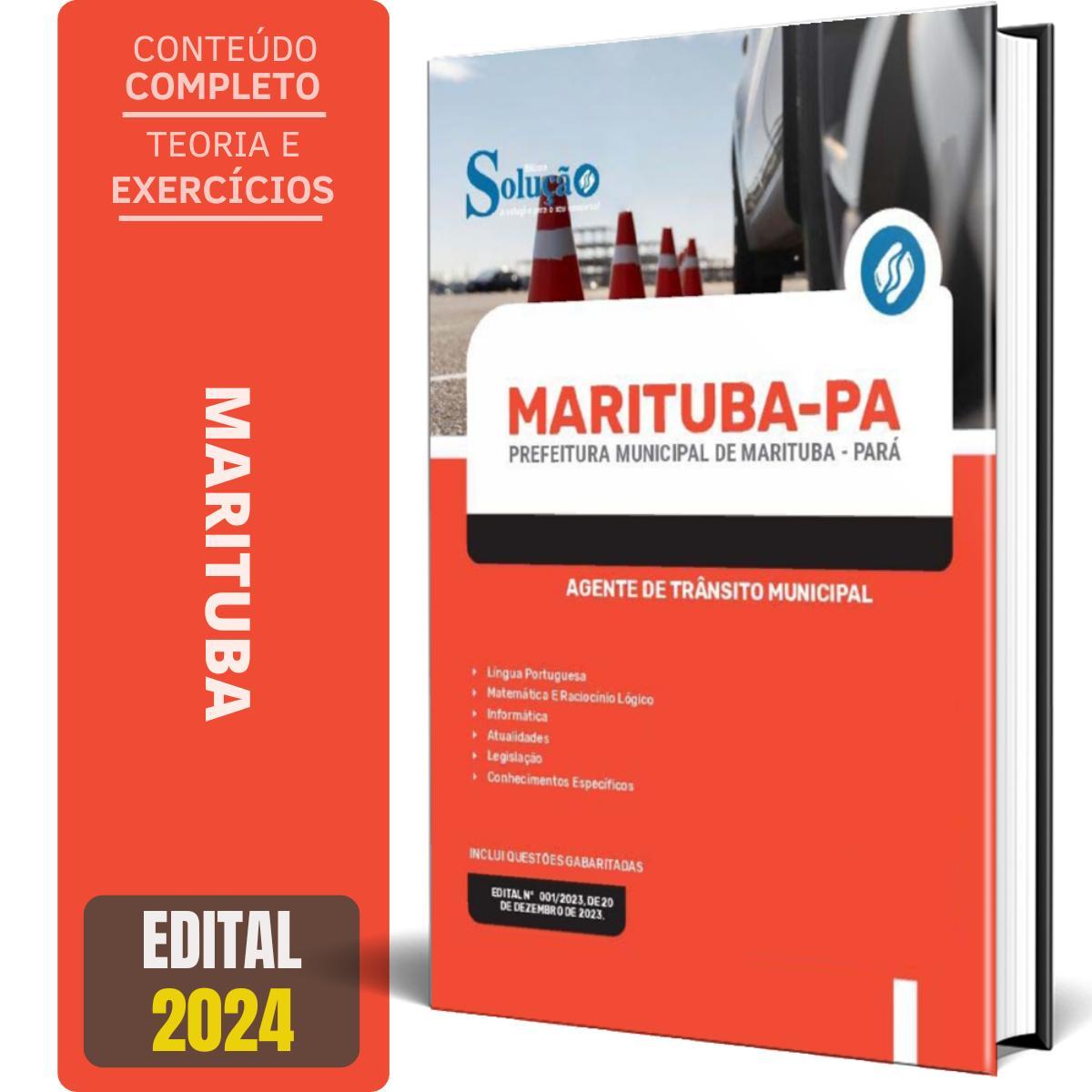 Miniatura Apostila Prefeitura Marituba Pa 2024 Agente Trânsito