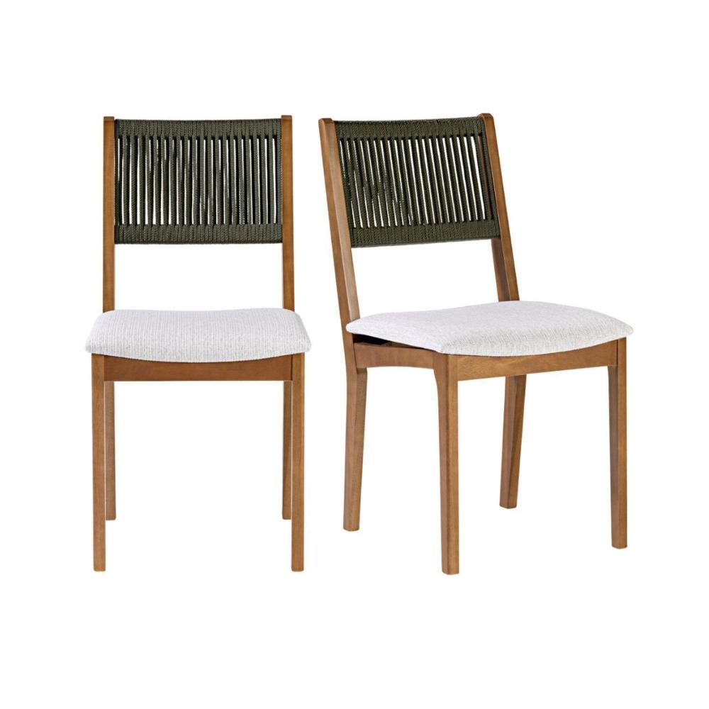 Miniatura Kit 2 Cadeiras de Jantar sem Braços Tune Verniz Mel/Corda Verde
