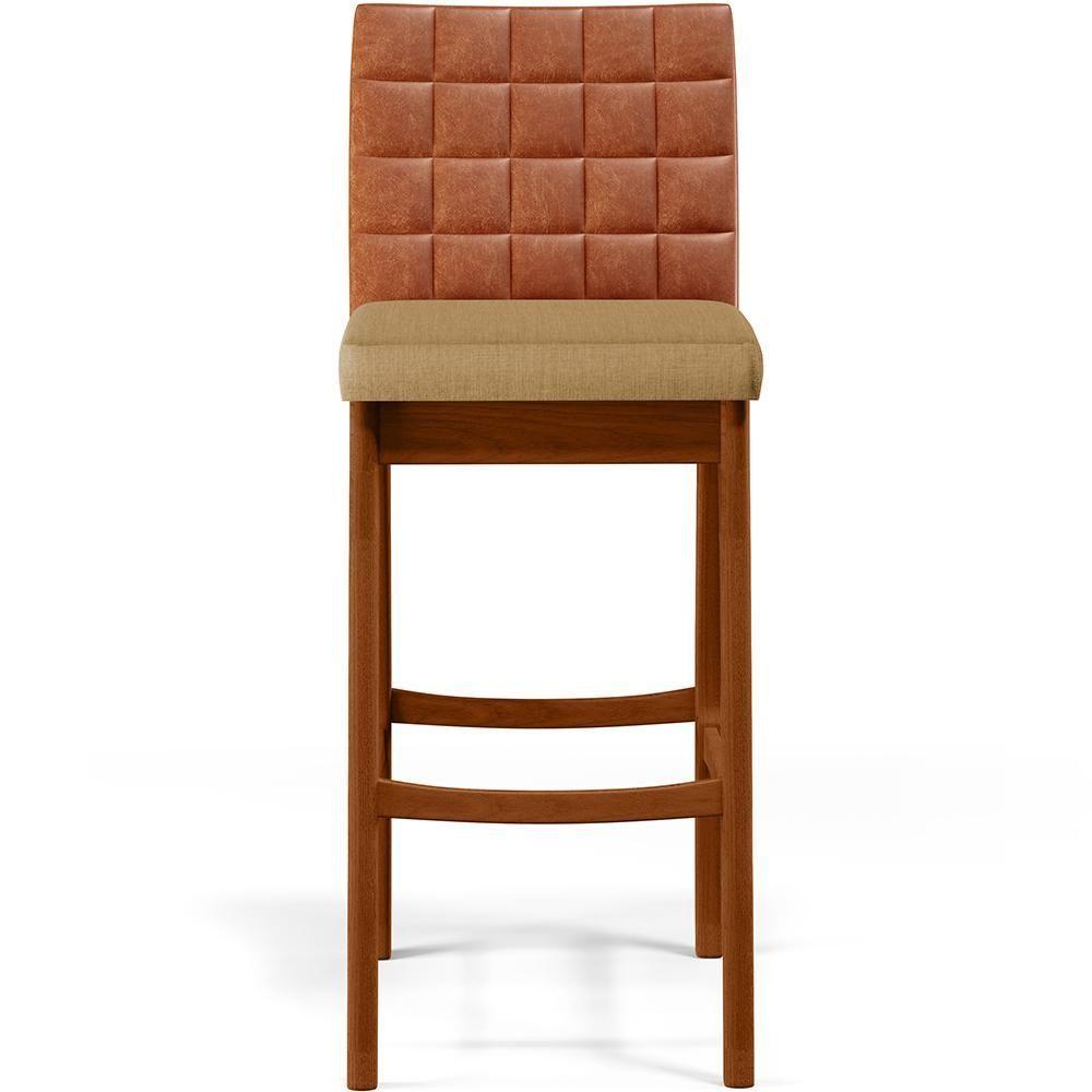 Miniatura Kit 03 Banquetas Altas Mila Camel Linho Bege Escuro