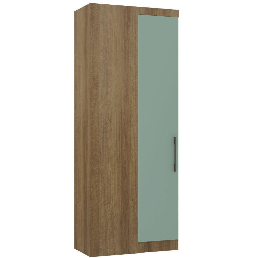 Miniatura Guarda Roupa De Canto Reto Modulado 90cm 1 Porta Paris Luciane Móveis Avelã Pf Com Verde Pf