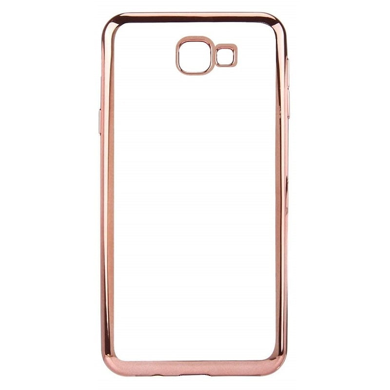 Miniatura Capinha Silicone Transparente Borda Rosa Samsung J7 Prime