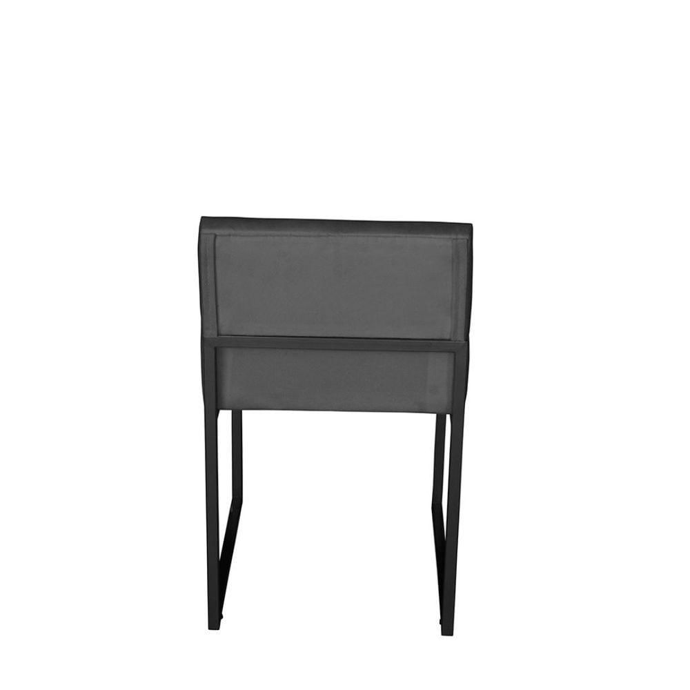 Miniatura Kit 3 Cadeira De Jantar Escritorio Industrial Vittar Ferro Preto Suede Cinza