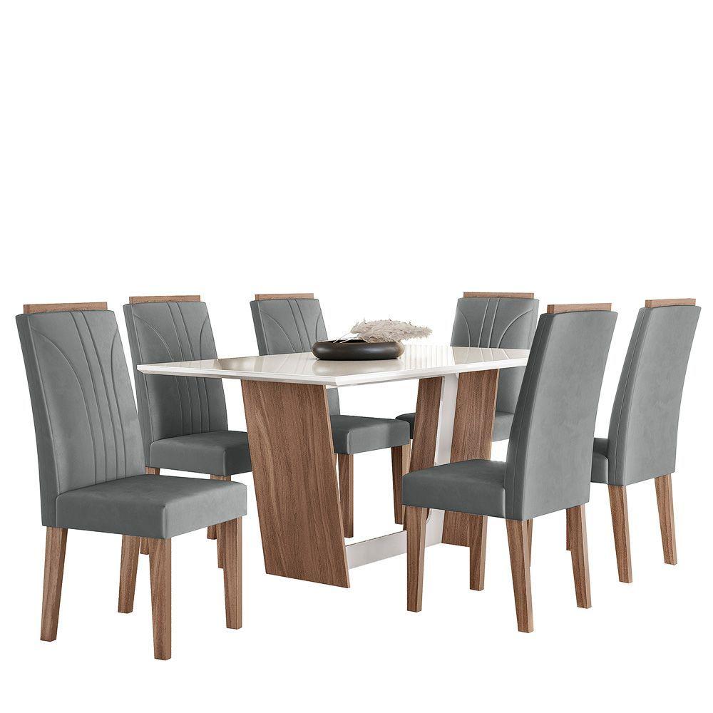 Miniatura Conjunto Mesa Sala De Jantar 6 Cadeiras 1,56M Canadá Amêndoa