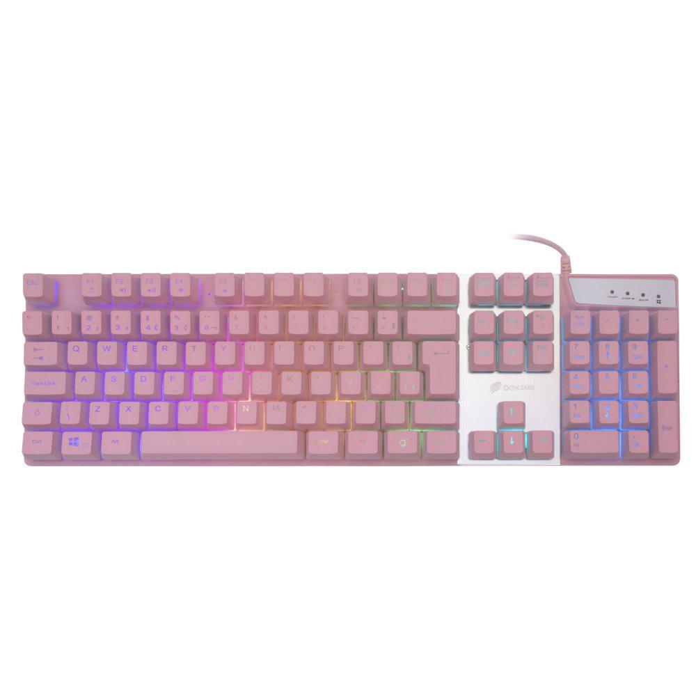 Miniatura Teclado Gamer Prismatic Pink Semi Mecânico Comando Voz Oex