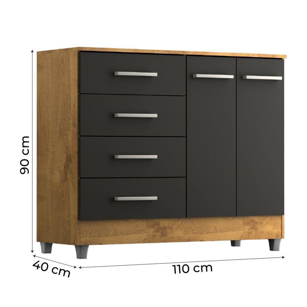 Miniatura Cômoda Sapateira Gisele 2 Portas 4 Gavetas Castanho/Onix