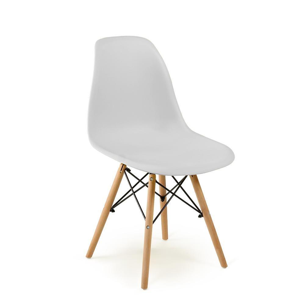 Miniatura Conjunto Mesa De Jantar Redonda Luana Amadeirada Natural 120cm Com 4 Cadeiras Eames Eiffel - Cinza