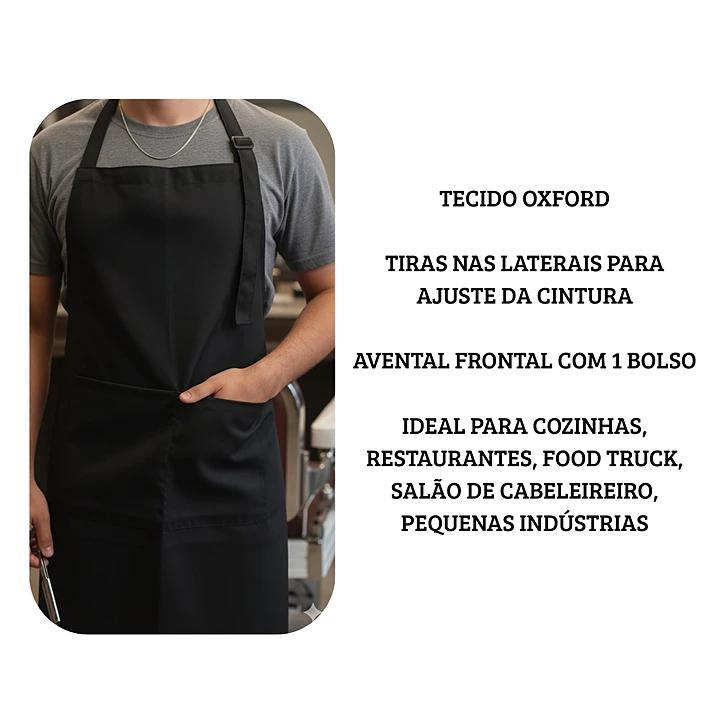 Miniatura Avental Oxford Cozinheira Padaria Cor Preto
