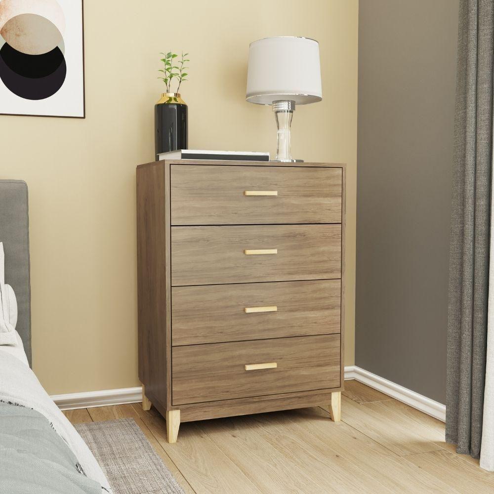 Miniatura Cômoda Com 4 Gavetas 99x70cm Pés Em Madeira Legno Movelbento Freijó Freijo