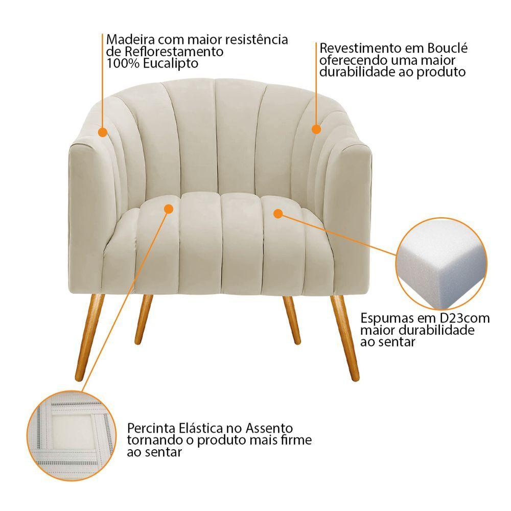 Miniatura Poltrona Decorativa Sala De Estar Recepção Senna Bouclé - Amarena Móveis Cor Bege